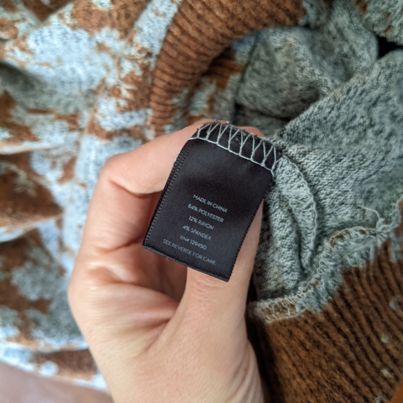 Simply Vera Vera Wang brown and gray floral print sweater L Large - Picture 6 of 6